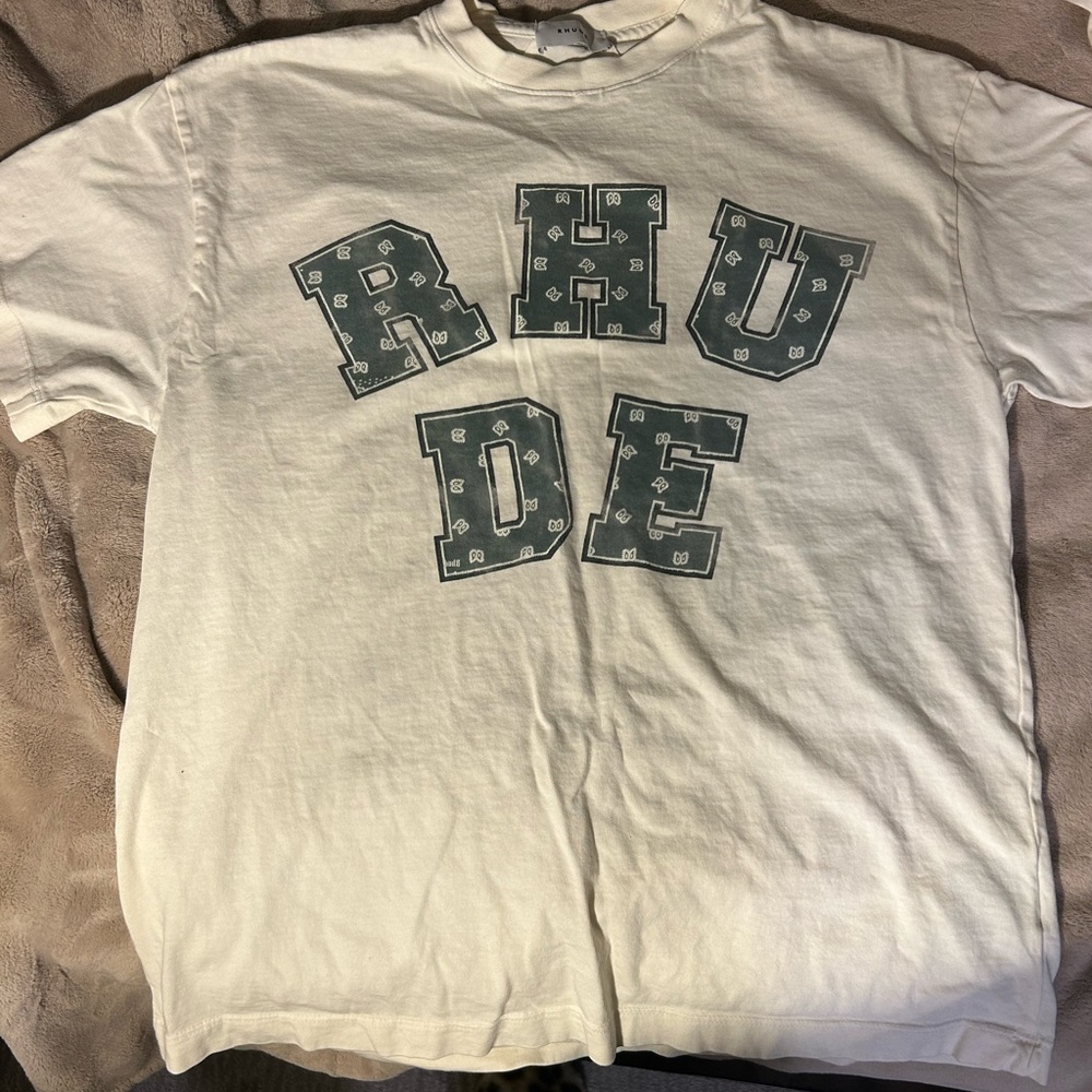 Rhude Bandana Print Varsity Logo T-Shirt